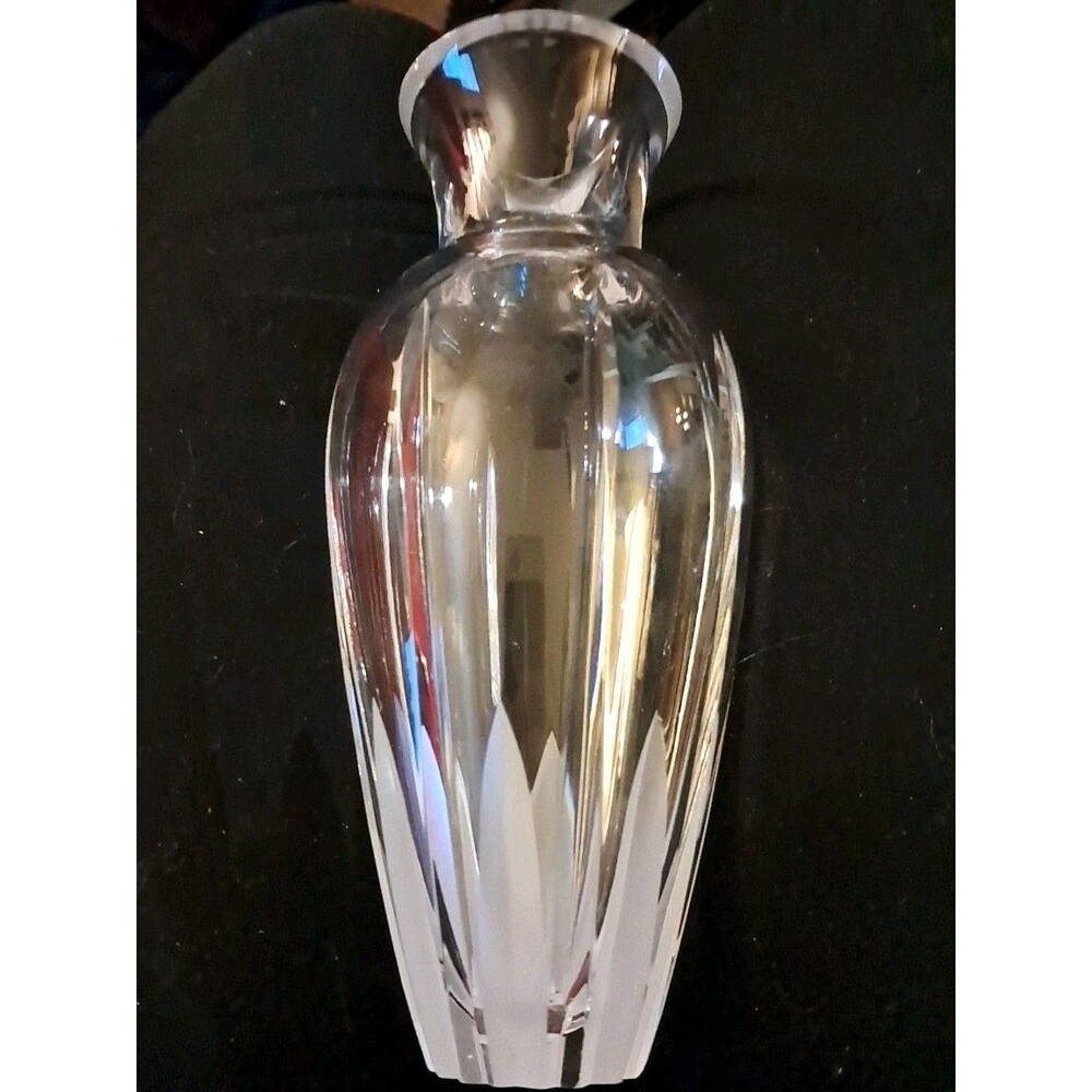 Vtg Royal Doulton  Fine Lead Crystal Flower Vase Carnegie Pattern 7.5" H